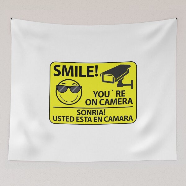 Item preview, Smile Youre You're on Camera Sign Yellow English Spanish designed and sold by richter74.