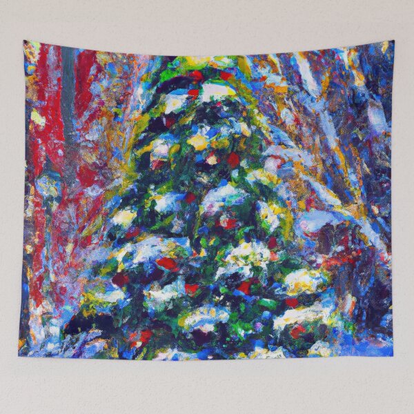 Item preview, Abstract Decorated Christmas Tree Painting designed and sold by priddypaintings.