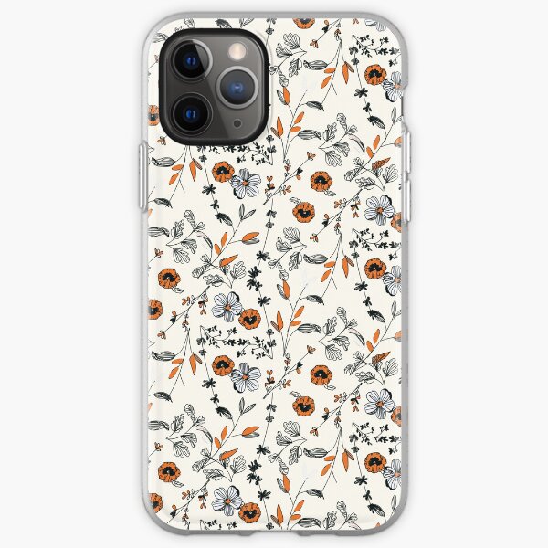 Orange Flower Pattern iPhone Soft Case