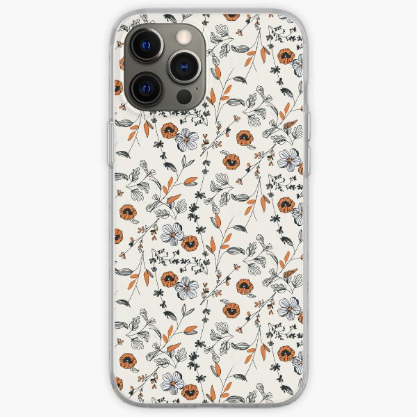 Orange Flower Pattern iPhone Soft Case