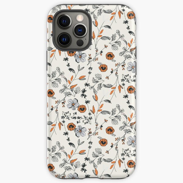 Orange Flower Pattern iPhone Tough Case