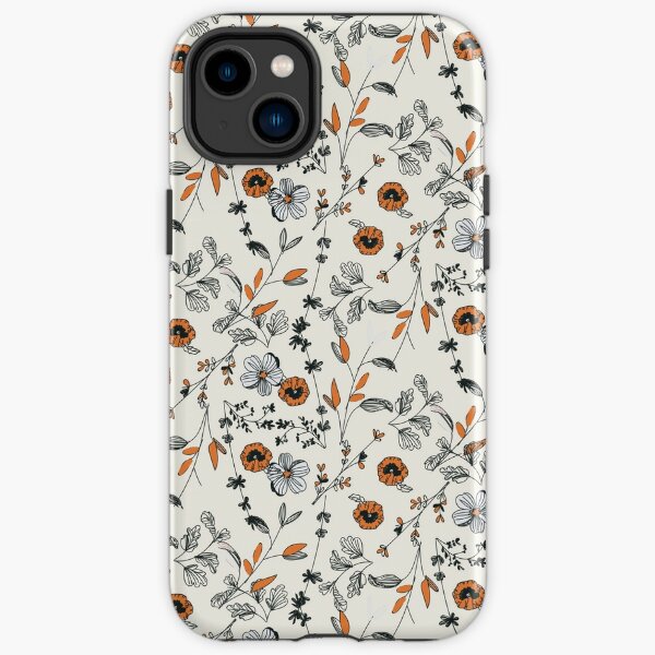 Orange Flower Pattern iPhone Tough Case
