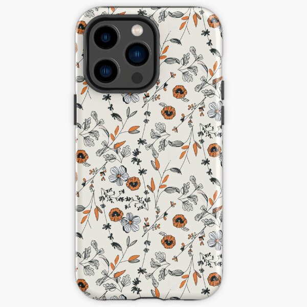 Orange Flower Pattern iPhone Tough Case