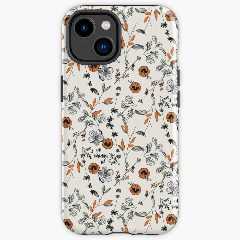 Orange Flower Pattern iPhone Case