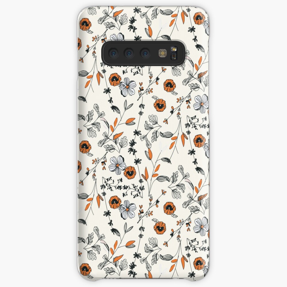 Orange Flower Pattern Case & Skin for Samsung Galaxy