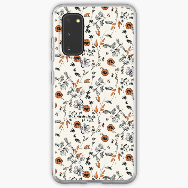 Orange Flower Pattern Samsung Galaxy Soft Case