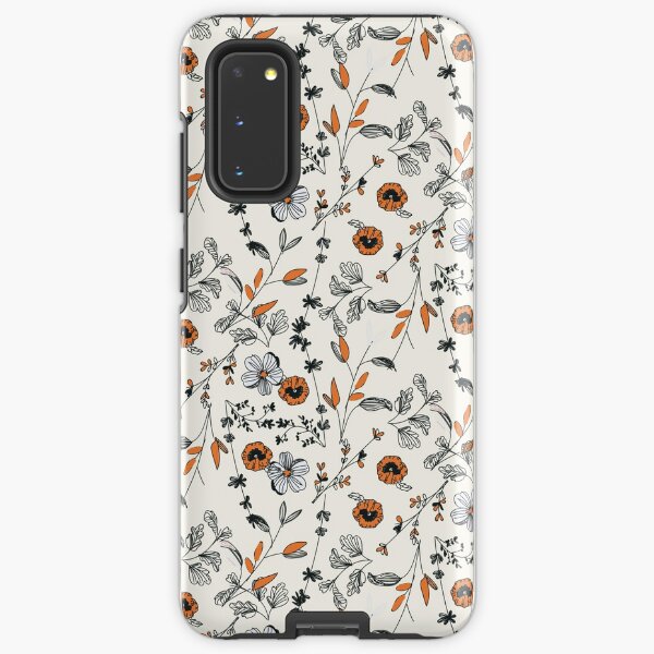 Orange Flower Pattern Samsung Galaxy Tough Case