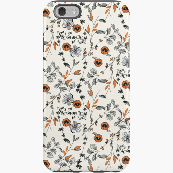 Orange Flower Pattern iPhone Tough Case