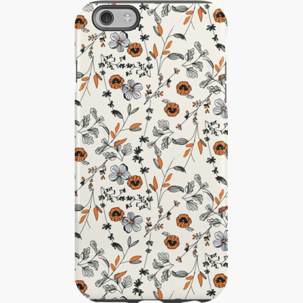 Orange Flower Pattern iPhone Tough Case
