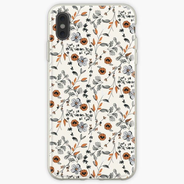Orange Flower Pattern iPhone Soft Case