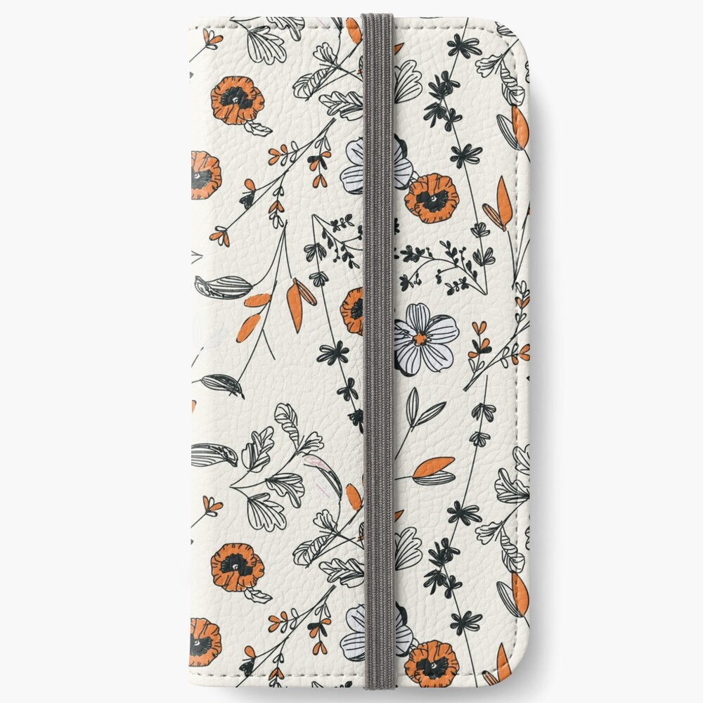 Orange Flower Pattern iPhone Wallet