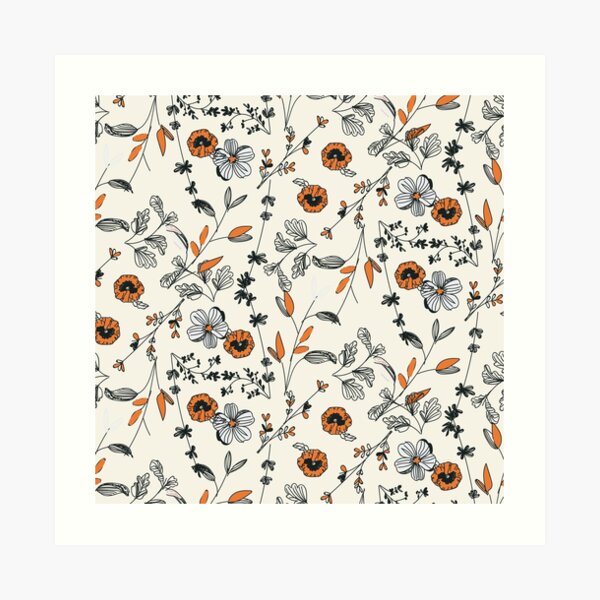 Orange Flower Pattern Art Print