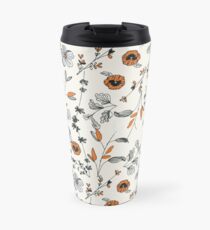 Orange Flower Pattern Travel Mug