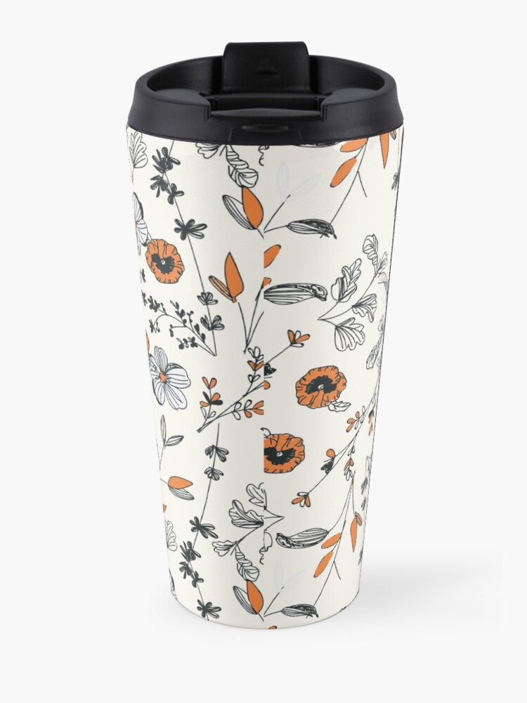 Alternate view of Orange Flower Pattern Travel Mug