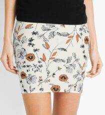 Orange Flower Pattern Mini Skirt