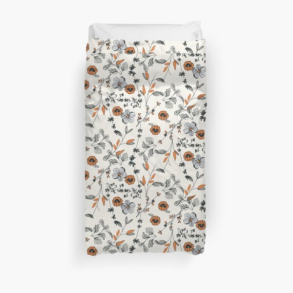 Orange Flower Pattern Duvet Cover