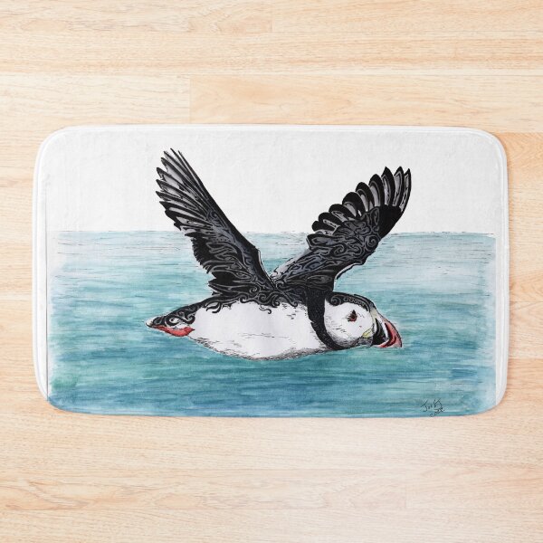 Item preview, a puffin flying over the sea designed and sold by JoeEJackson.