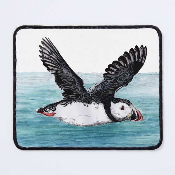 Item preview, a puffin flying over the sea designed and sold by JoeEJackson.