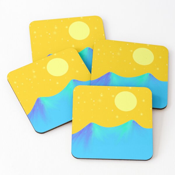 Item preview, Yellow and Blue Simple Minimalist illustration, Minimal Design, Sun and mountain design designed and sold by Cosmos726.