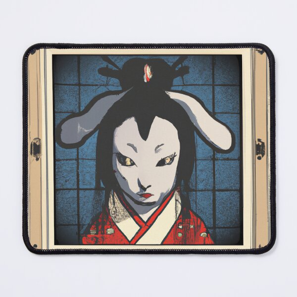 Item preview, Sad bunny geisha wearing a red kimono designed and sold by Inalternativ.