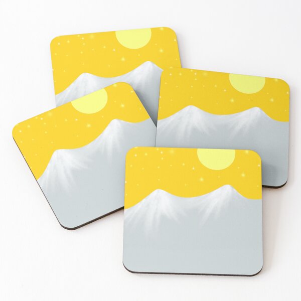 Item preview, Yellow and White Simple Minimalist illustration, Minimal Design, Sun and mountain design designed and sold by Cosmos726.