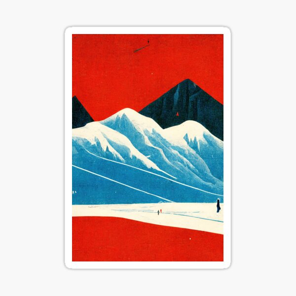 Item preview, Ski dans les Alpes suisses - paysage de montagne de style graphique vintage designed and sold by NickMateo.
