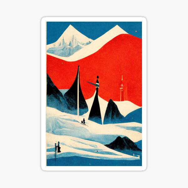 Item preview, Ski dans les Alpes suisses II - paysage de montagne de style graphique vintage designed and sold by NickMateo.