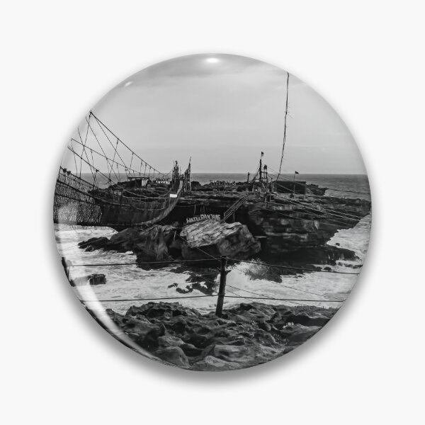 Item preview, Rope foot bridge from plateau to rock island B&W designed and sold by kall3bu.