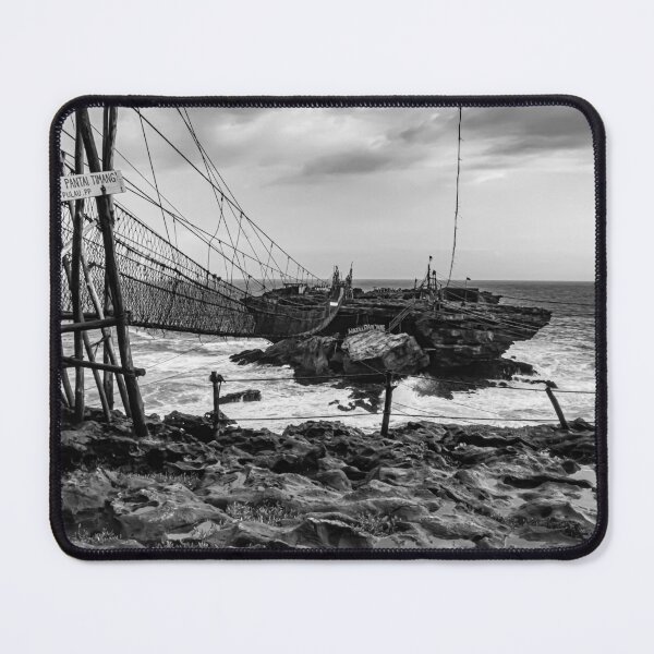 Item preview, Rope foot bridge from plateau to rock island B&W designed and sold by kall3bu.