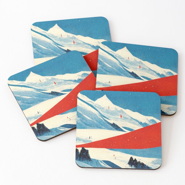 Artikelvorschau, Skifahren in den Schweizer Alpen III - Berglandschaft im Vintage-Grafikstil entworfen und verkauft von NickMateo.