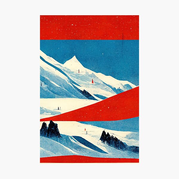 Item preview, Skiing in the Swiss Alps III - vintage graphic style mountain landscape designed and sold by NickMateo.