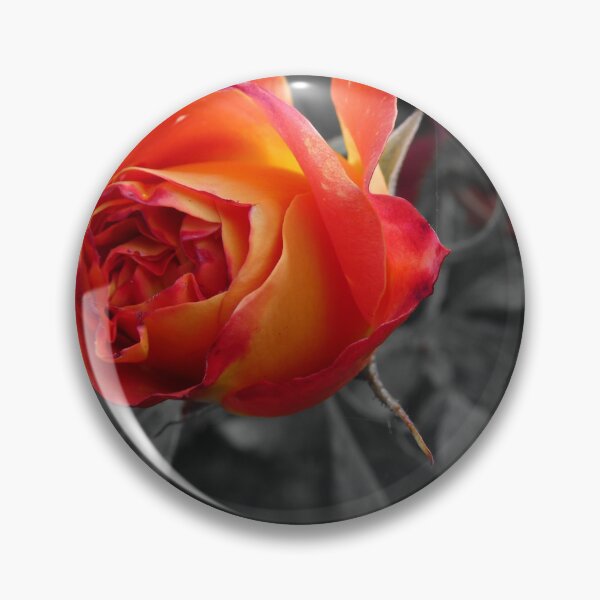Item preview, orange and yellow rosebud on grey leaves designed and sold by tasgrama.