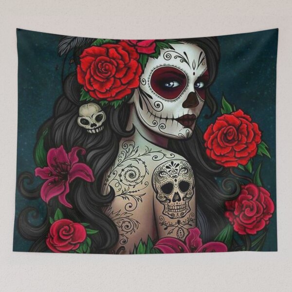 Item preview, Skull Girl and Roses designed and sold by duronlawrence.