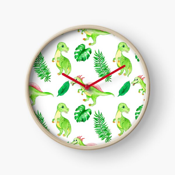 Green Baby Dinosaurs Clock