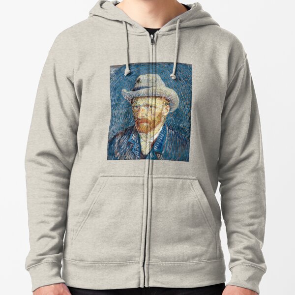 Autorretrato con sombrero de fieltro gris de Vincent Van Gogh 1887 Sudadera con capucha y cremallera