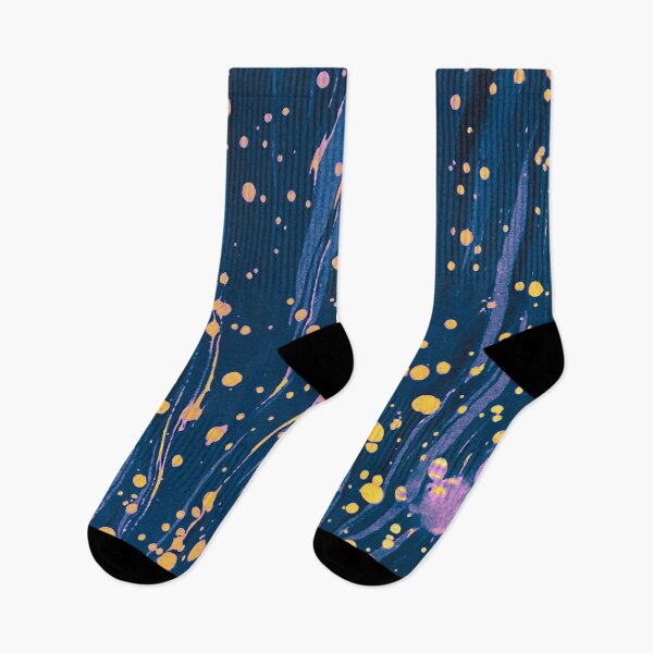 Item preview, ABSTRACT NIGHT BLUE MARBLED PAPER WITH GOLD SPLASHES designed and sold by BulganLumini.