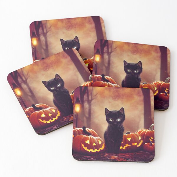 Item preview, Black Cat and Pumpkins, Halloween Decor, Ai-Generated designed and sold by AiHolidayArt.