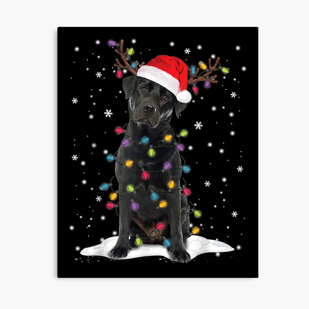 Night Before Christmas- Preppy Black Labs Greeting Card for Sale