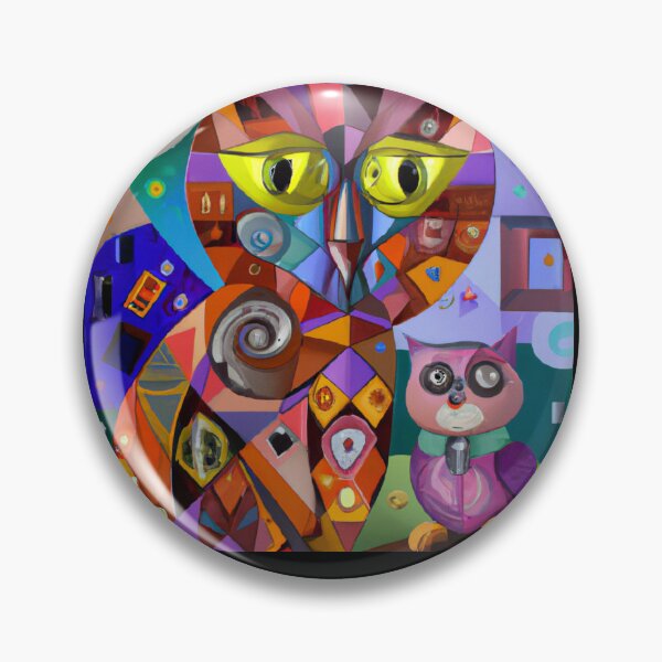 Item preview, cat and owl cubism style designed and sold by shirtkosa.