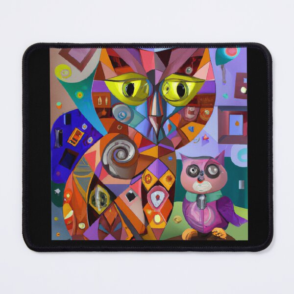 Item preview, cat and owl cubism style designed and sold by shirtkosa.