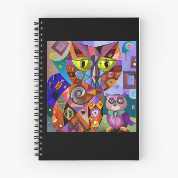 Item preview, cat and owl cubism style designed and sold by shirtkosa.
