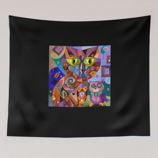Item preview, cat and owl cubism style designed and sold by shirtkosa.