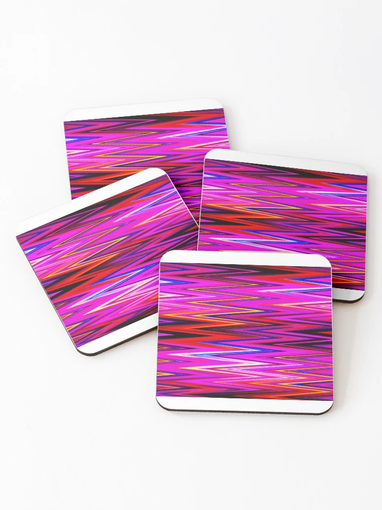 Thumbnail 1 of 5, Coasters (Set of 4), Color Combination Pattern, Retro Abstract Multi Color Pattern designed and sold by Mr-true-design.