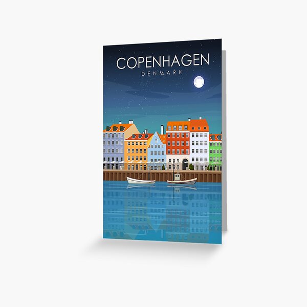 Item preview, Copenhagen Denmark Travel Poster at Night designed and sold by Stadify.