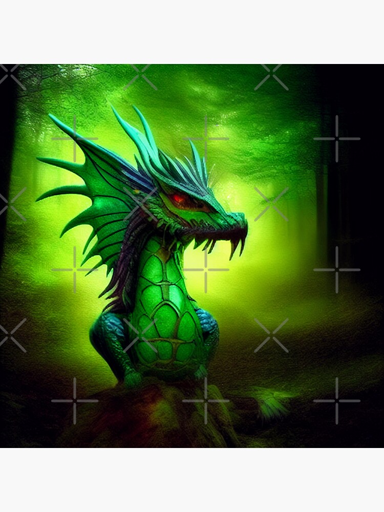 Thumbnail 3 of 3, Sticker, Spiny Green Baby Dragon designed and sold by dragynrain.