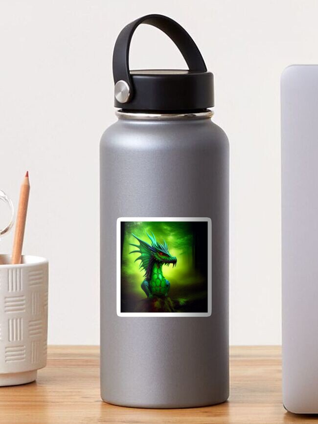 Thumbnail 1 of 3, Sticker, Spiny Green Baby Dragon designed and sold by dragynrain.