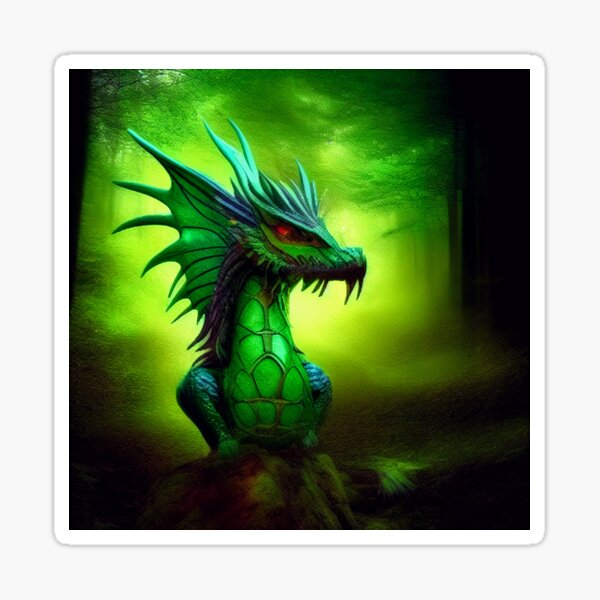Spiny Green Baby Dragon Sticker