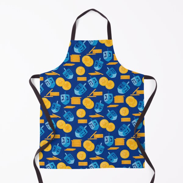 Item preview, Dreidel Game and Gelt On dark blue Hanukkah Pattern designed and sold by SamAnnDesigns.