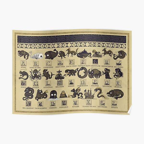 Alphabet of Sea Monsters Poster