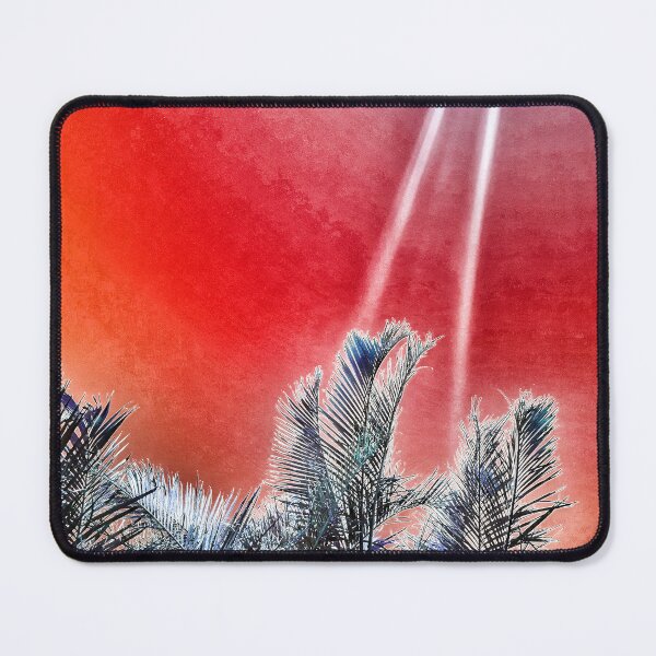 Item preview, Tropical Vibes Palm Fronds Silhouette and Grungy Red Watermelon Color Background designed and sold by Beachy.